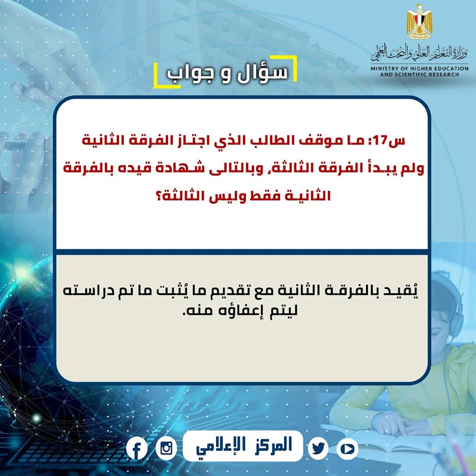  س و ج  للإجابة على استفسارات الطلاب المصريين العائدين من  الخارج
