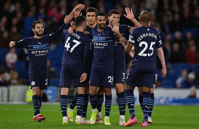 مانشستر سيتى يقسو  على برايتون 4 -1 بالدورى الإنجليزى