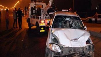 حادث تصادم سيارتين أعلى دائرى الهرم  يتسبب في شلل مروري