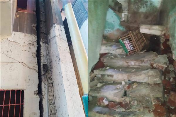 بالصور| إخلاء عقار من السكان بالشرابية بعد حدوث انهيار جزئي