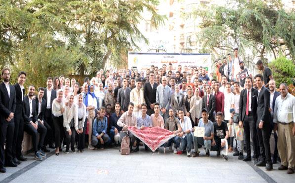 فقرة فلكلور شعبى فلسطينى باليوم تعريفى للطلاب الوافدين بجامعة المنصورة