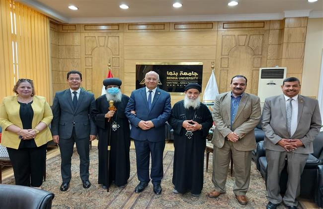 رئيس جامعة بنها يستقبل وفد من الكنيسة القبطية الأرثوذكسية