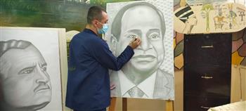   رسام سجن الفيوم يرسم الرئيس السيسى قائلا: «خلصنا من حكم الإخوان»