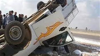 ننشر أسماء 11 مصابا فى حادث انقلاب سيارة نقل بـ"الفيوم - القاهرة"