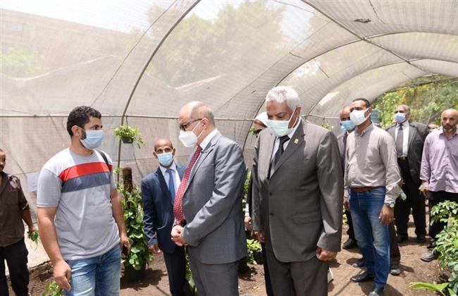 رئيس جامعة أسيوط يتفقد الصوبة العلمية لإنتاج نباتات الزينة 