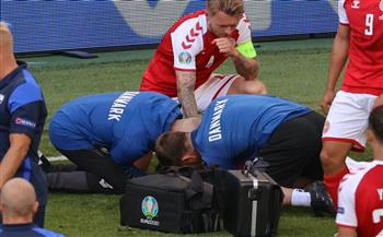   أول ظهور للدنماركى إريكسن بعد سقوطه فى مباراة الدنمارك وفنلندا