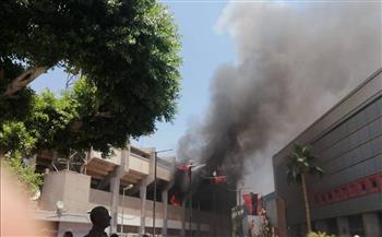   اندلاع حريق كبير بمدرج التتش بمقر النادي الأهلي بالجزيرة