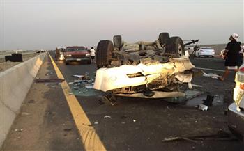    مصرع 2 وإصابة 15 في حادث إنقلاب سيارة بصحراوي المنيا 
