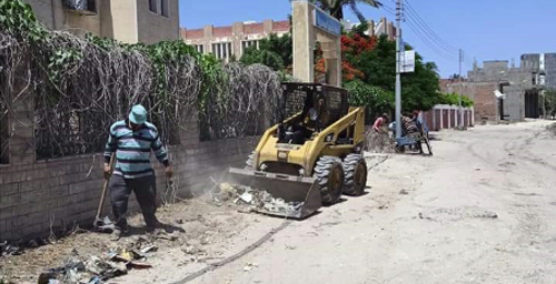 استمرار أعمال النظافة ورفع الإشغالات وتطهير الترع والمصارف ببلطيم
