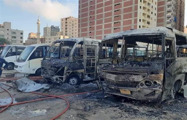 تفحم أربع أتوبيسات بجراج سيدى بشر بالإسكندرية