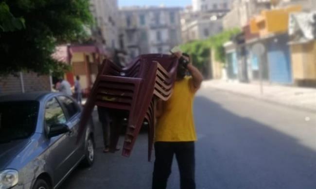  حملات لإزالة الاشغالات والحواجز  من شوارع  الاسكندرية 