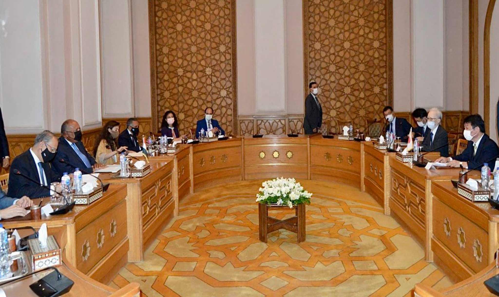 وزير الخارجية يعقد مباحثات مع نظيره الياباني بـ القاهرة
