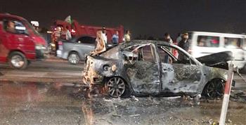   صور وفيديو ||  حريق سيارة ملاكى بكورنيش النيل