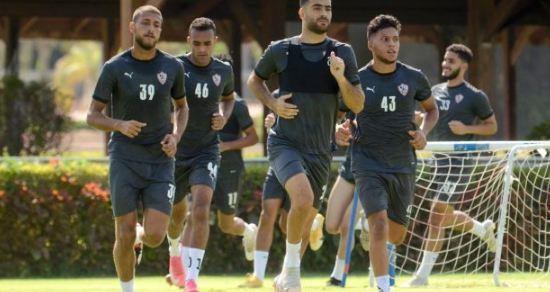 فقرة اطالات وتدريبات بدنية بمران الزمالك المسائي في فندق برج العرب