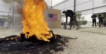   إحراق مجسم السفارة الأمريكية فى العراق