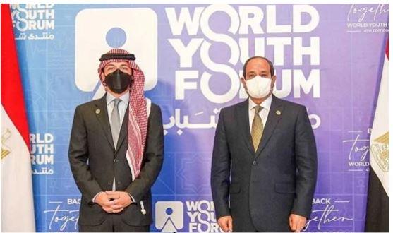 ولي عهد الأردن يشكر الرئيس السيسي علي تنظيم منتدي شباب العالم