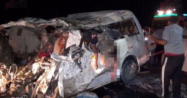 إصابة 9 أشخاص في تصادم سيارتين بطريق «أسوان - القاهرة» بسوهاج