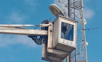 صيانة واستعدال الأعمدة بطريق أبو الخير مدخل ابيس بالإسكندرية  