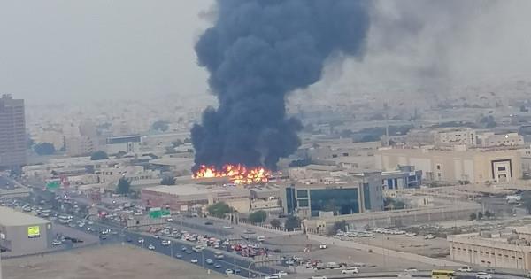 حريق في مطار أبو ظبى.. وانفجار 3 صهاريج نقل محروقات بترولية بمصفح