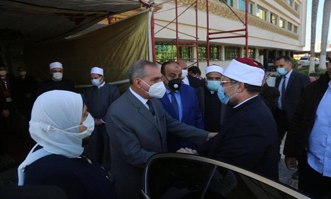 محافظ كفر الشيخ يستقبل وزير الأوقاف قبل افتتاح مسجد الأنصاري