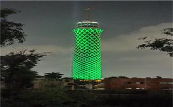 إضاءة برج القاهرة باللون الأخضر احتفالا باليوم العالمي للصحة النفسية