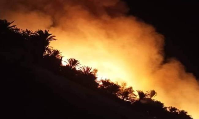 حريق هائل فى منطقة بـ الوادى الجديد 
