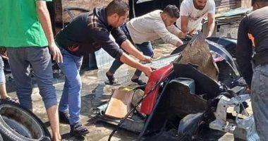 السيطرة على حريق مخزن قطع غيار سيارات فى المنصورة