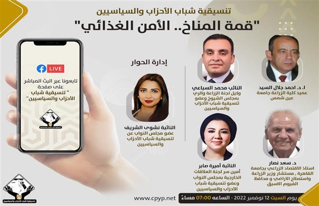 صالون تنسيقية شباب الأحزاب والسياسيين يناقش قضية «الأمن الغذائي»