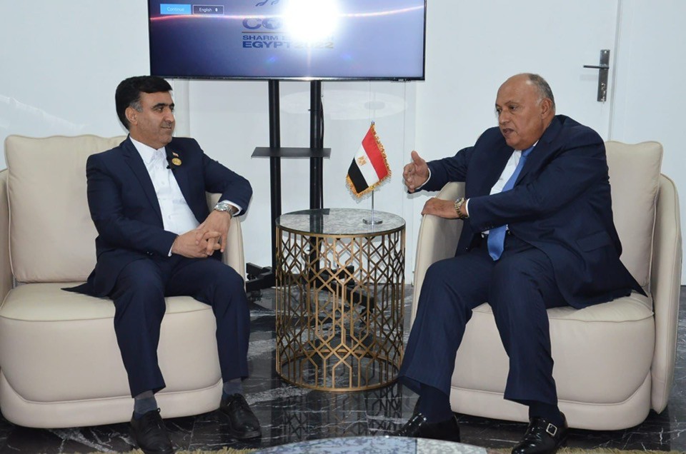 وزير الخارجية رئيس مؤتمر المناخ يستقبل نائب رئيس إيران رئيس وفد بلاده في المؤتمر