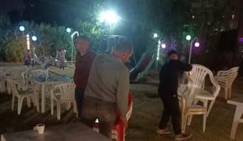 الجيزة تفاجئ الإشغالات الليلية بحدائق الأهرام