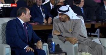   الرئيس السيسي ونظيره الإماراتى فى حديث جانبي قبل بدء قمة المناخ