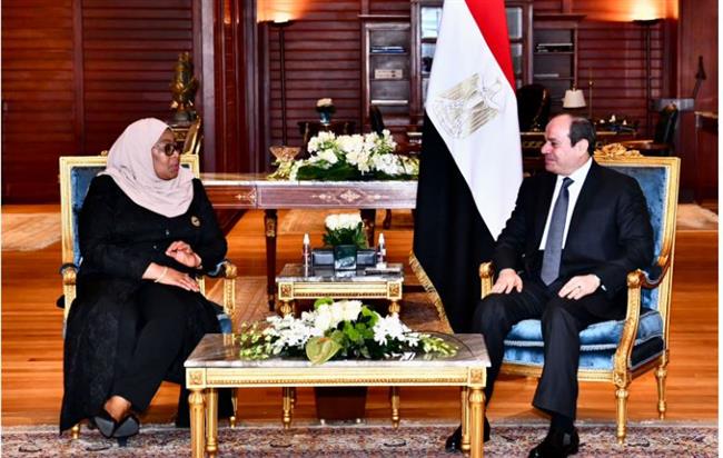 الرئيس السيسي يستقبل رئيسة جمهورية تنزانيا 