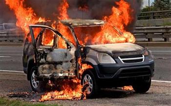   اشتعال حريق فى سيارة ملاكى على طريق الإسكندرية الصحراوى بالجيزة