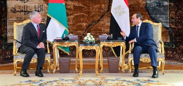 الرئيس السيسى وملك الأردن يتوافقان على تقديم الدعم الكامل للأشقاء فى فلسطين