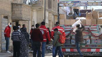   دخول أول قافلة إغاثة لسكان حى غويران السورى المحاصر 
