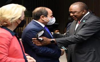   الرئيس السيسي يلتقي بنظيره الكيني خلال القمة الأوروبية الأفريقية ببروكسل