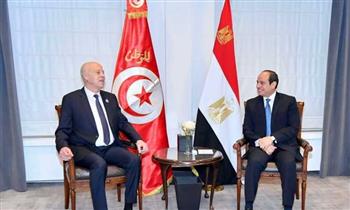   الرئيس السيسى يبحث مع نظيره التونسي في بروكسل تعزيز العلاقات الثنائية 