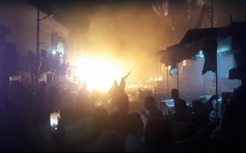   حريق هائل يندلع بميدان المحطة بكوم أمبو في أسوان