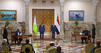   الرئيس السيسي ونظيره الجيبوتي يشهدان التوقيع على مذكرات تفاهم بين البلدين