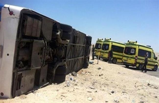 إصابة عاملين فى حادث انقلاب أتوبيس ببورسعيد