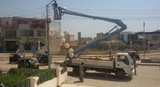 صيانه كشافات الليد التالفة بطريق الكورنيش وميدان زويل بالاسكندرية 