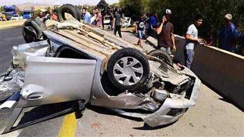 إصابة شخصين إثر حادث انقلاب ميكروباص بمنطقة جسر السويس
