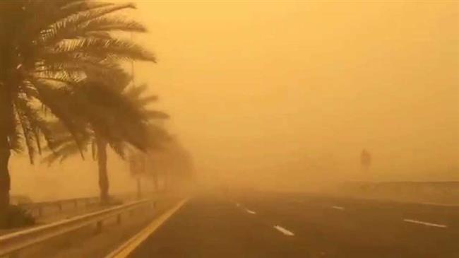 عاصفة ترابية شديدة تضرب منطقة الفرافرة في الوادي الجديد