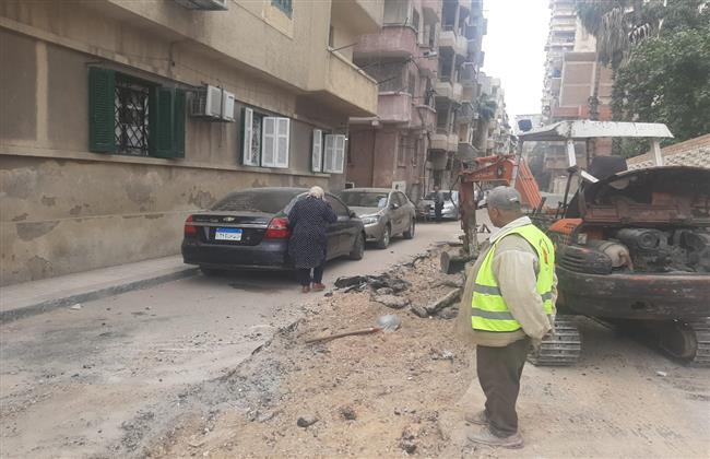 متابعة  إصلاح الهبوط الأرضي الكائن بشارع القصبجي بالإسكندرية 