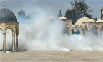   عشرات المصابين جراء إطلاق قنابل الغاز المسيل للدموع على ساحات المسجد الأقصى 