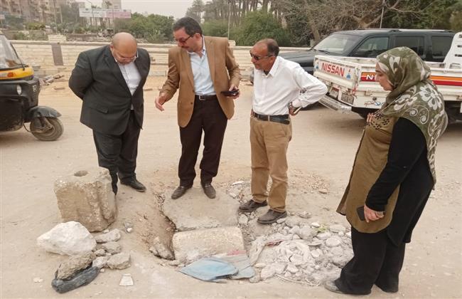 إصلاح تصدع على طريق مزلقان «منى الأمير» في الحوامدية 