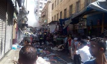   حريق هائل في سوق المنشية وسط الإسكندرية.. فيديو
