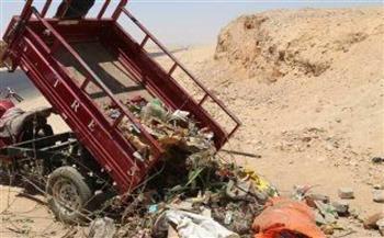 مصرع وإصابة 5 أشخاص بحادث تصادم تروسيكل وسيارة نقل بطريق دهشور 