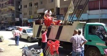 محافظة الجيزة ترفع 120 استاند للباعه الجائلين وتزيل عددآ من البروزات والتند المخالفة
