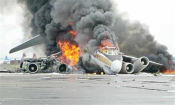   حريق هائل فى طائرة ركاب بـ مطار أمريكى